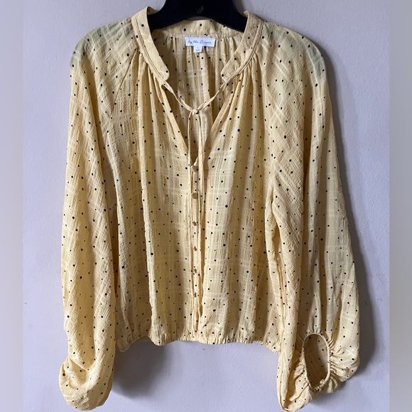 By The River Tops - BY The RIVER Classy Yellow w/ Black Polka Dot Top